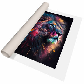 Quadro Retangular  - Colorful lion digital print