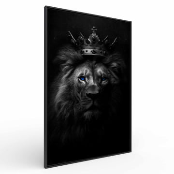 Quadro Retangular  - Leão e sua coroa em preto e branco