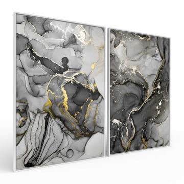 Kit 2 quadros retangulares - Duo marmorizado black