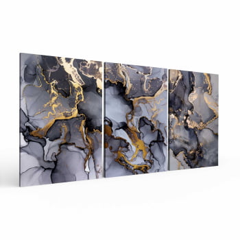 Kit 3 quadros retangulares - TRIO DARK MARBLE