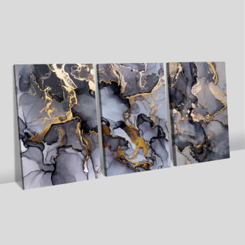 Kit 3 quadros retangulares - TRIO DARK MARBLE