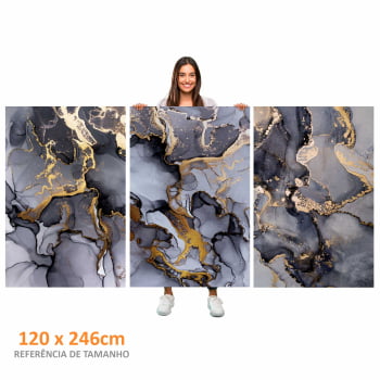 Kit 3 quadros retangulares - TRIO DARK MARBLE