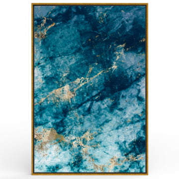 Quadro Retangular - Marmorizado azul com detalhes dourados