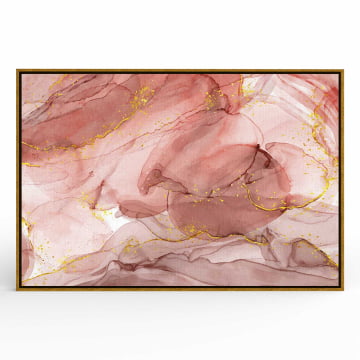 Quadro Retangular  - Marmorizado - Rosé Com Toques Dourados