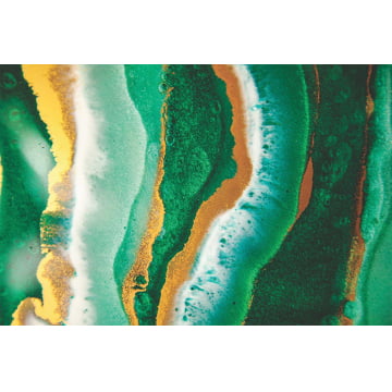 Quadro Retangular  - Marmorizado ondas verdes com dourado