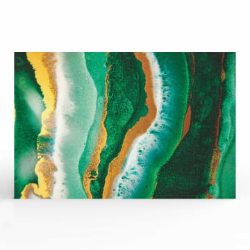 Quadro Retangular  - Marmorizado ondas verdes com dourado