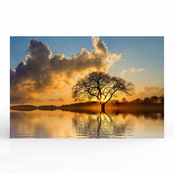 Quadro Retangular - Árvore solitária ao entardecer II