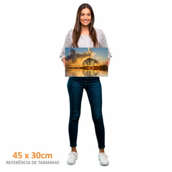 Quadro Retangular - Árvore solitária ao entardecer II