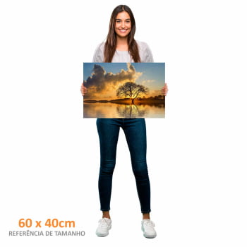 Quadro Retangular - Árvore solitária ao entardecer II