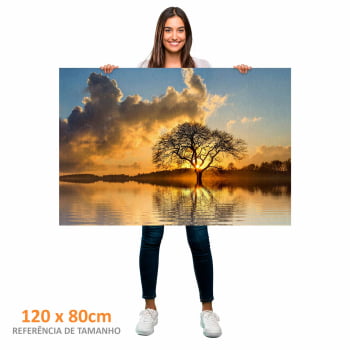Quadro Retangular - Árvore solitária ao entardecer II
