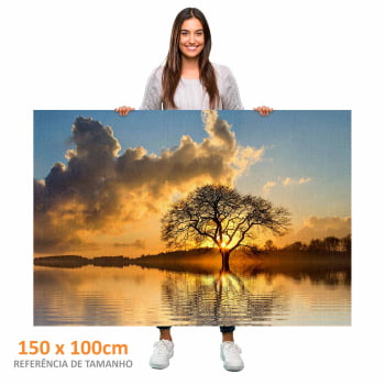 Quadro Retangular - Árvore solitária ao entardecer II