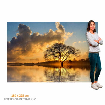 Quadro Retangular - Árvore solitária ao entardecer II