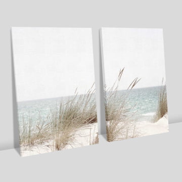 Kit 2 quadros retangulares - Arbustos na praia