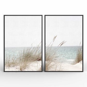 Kit 2 quadros retangulares - Arbustos na praia