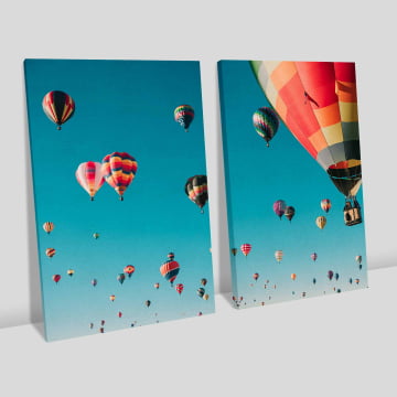 Kit 2 quadros retangulares - Duo Balões no Céu 