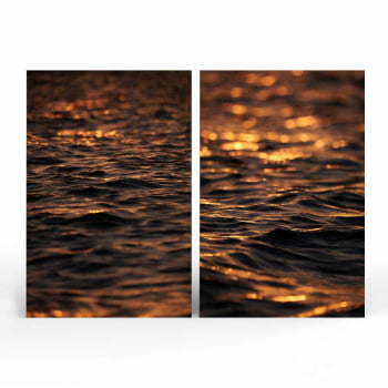 Kit 2 quadros retangulares -Duo Entardecer em Alto Mar