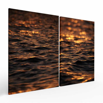Kit 2 quadros retangulares -Duo Entardecer em Alto Mar