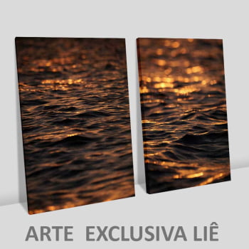 Kit 2 quadros retangulares -Duo Entardecer em Alto Mar