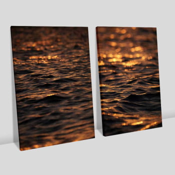 Kit 2 quadros retangulares -Duo Entardecer em Alto Mar