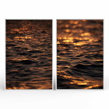 Kit 2 quadros retangulares -Duo Entardecer em Alto Mar