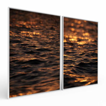 Kit 2 quadros retangulares -Duo Entardecer em Alto Mar