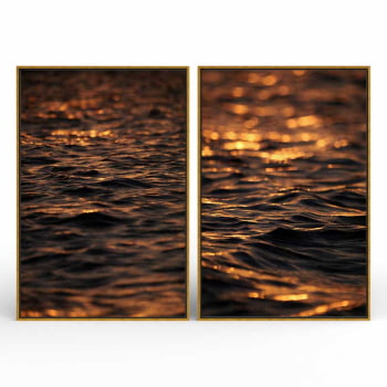 Kit 2 quadros retangulares -Duo Entardecer em Alto Mar