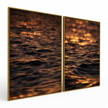Kit 2 quadros retangulares -Duo Entardecer em Alto Mar