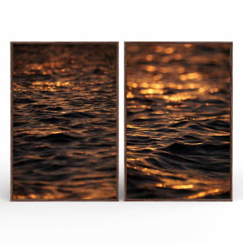 Kit 2 quadros retangulares -Duo Entardecer em Alto Mar