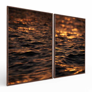 Kit 2 quadros retangulares -Duo Entardecer em Alto Mar