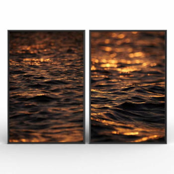 Kit 2 quadros retangulares -Duo Entardecer em Alto Mar