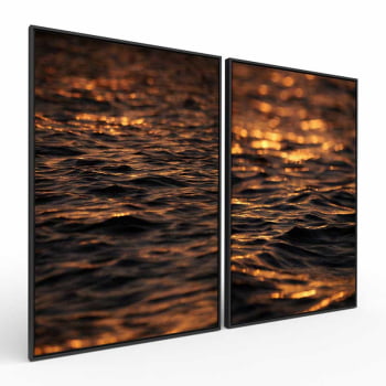 Kit 2 quadros retangulares -Duo Entardecer em Alto Mar