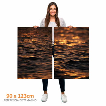 Kit 2 quadros retangulares -Duo Entardecer em Alto Mar