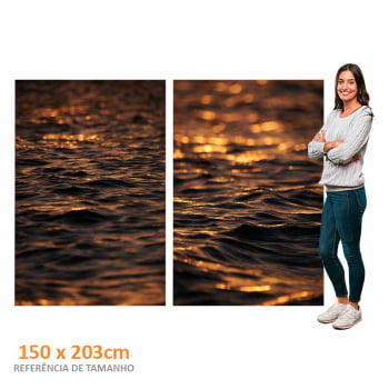 Kit 2 quadros retangulares -Duo Entardecer em Alto Mar