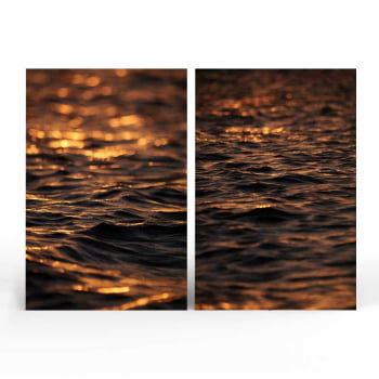 Kit 2 quadros retangulares -Duo Entardecer em Alto Mar