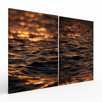 Kit 2 quadros retangulares -Duo Entardecer em Alto Mar