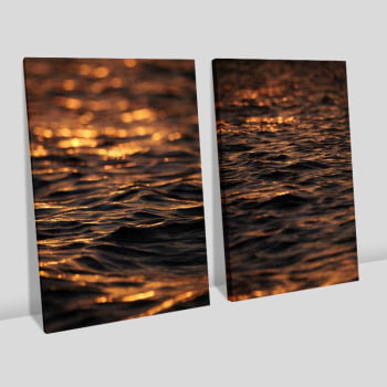 Kit 2 quadros retangulares -Duo Entardecer em Alto Mar