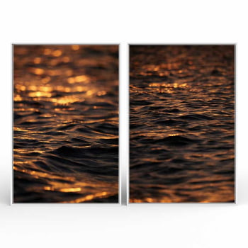 Kit 2 quadros retangulares -Duo Entardecer em Alto Mar