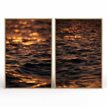 Kit 2 quadros retangulares -Duo Entardecer em Alto Mar
