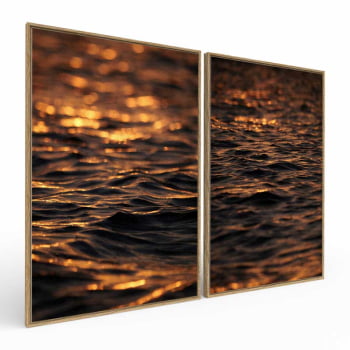 Kit 2 quadros retangulares -Duo Entardecer em Alto Mar