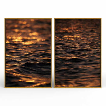 Kit 2 quadros retangulares -Duo Entardecer em Alto Mar