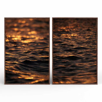 Kit 2 quadros retangulares -Duo Entardecer em Alto Mar