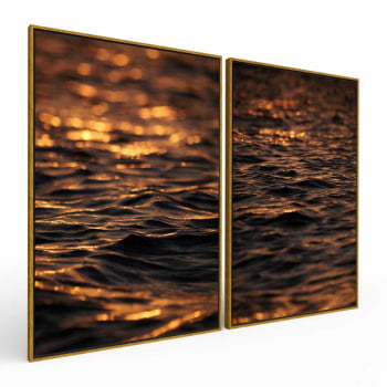 Kit 2 quadros retangulares -Duo Entardecer em Alto Mar