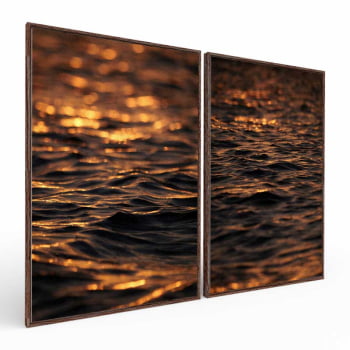 Kit 2 quadros retangulares -Duo Entardecer em Alto Mar