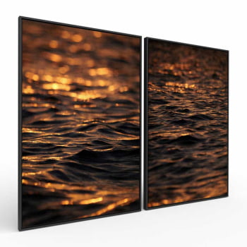Kit 2 quadros retangulares -Duo Entardecer em Alto Mar