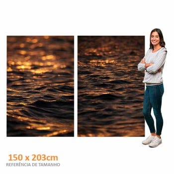 Kit 2 quadros retangulares -Duo Entardecer em Alto Mar