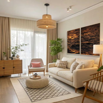 Kit 2 quadros retangulares -Duo Entardecer em Alto Mar