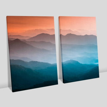 Kit 2 quadros retangulares - Montanhas Multicolor  