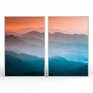 Kit 2 quadros retangulares - Montanhas Multicolor  