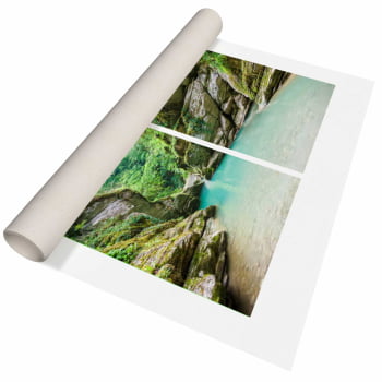 Kit 2 quadros retangulares - Rio Azul,  Pedras e Floresta