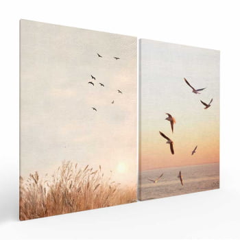 Kit 2 quadros retangulares - Um sonho de liberdade